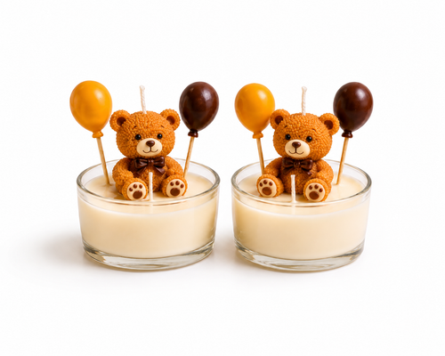 Teddy Balloon Candle Duo