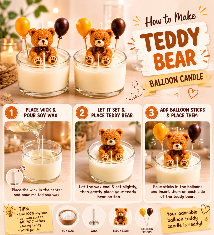 Teddy Balloon Candle Duo