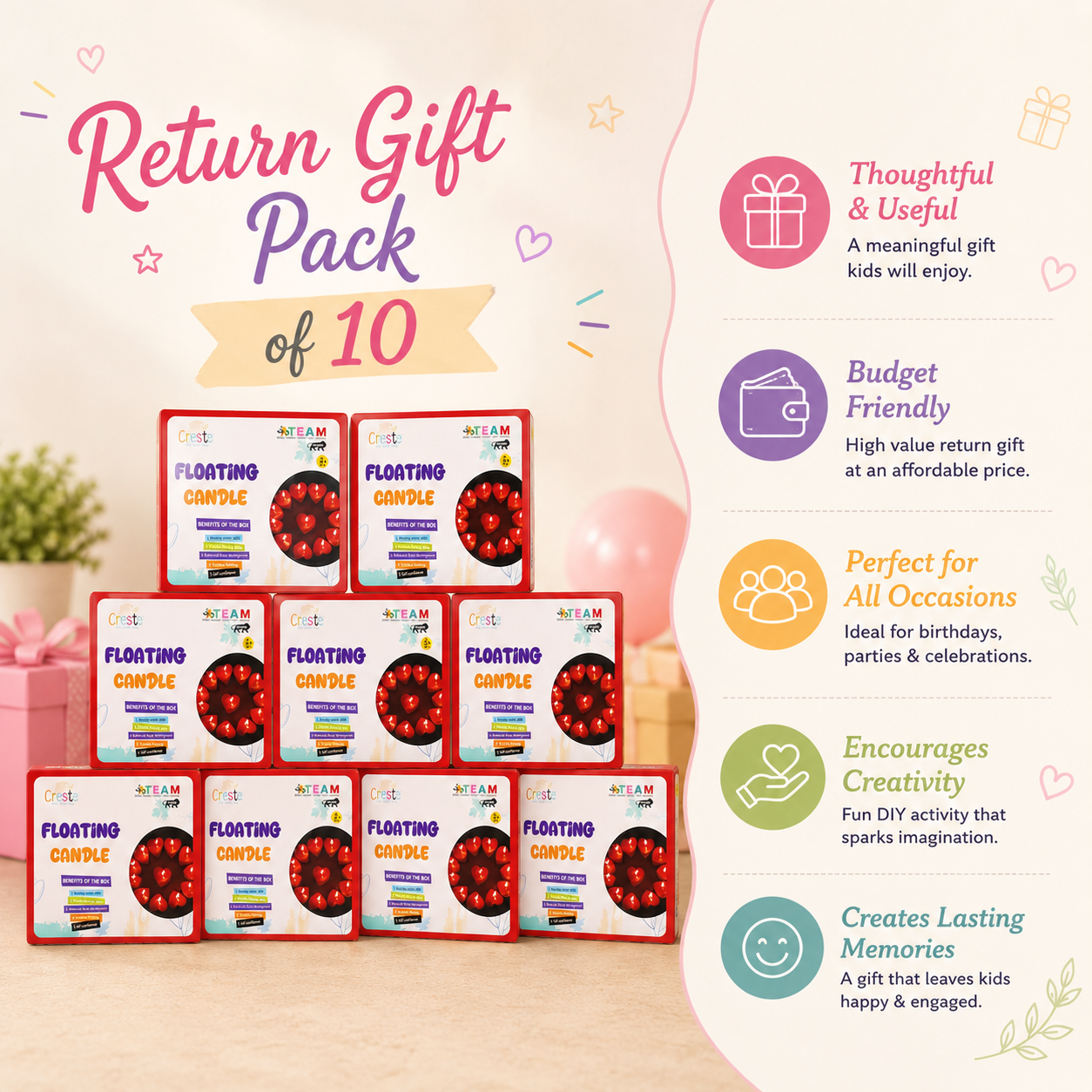DIY Floating Candle Making Kit | Return Gifts Pack of 10pcs | 10years+