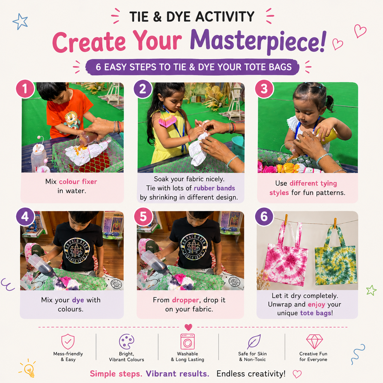 DIY Tie and Dye Tote Bag Kit | 5years+