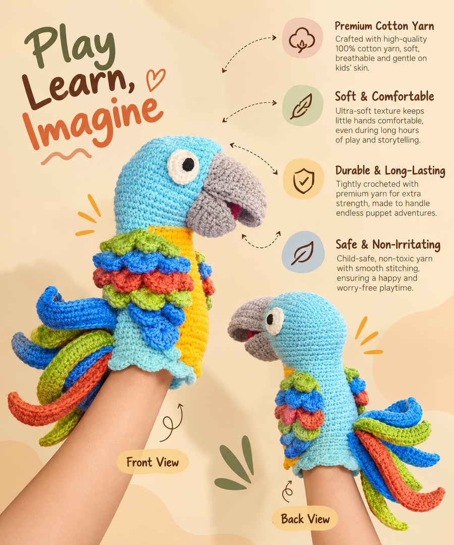 Crochet Parrot Hand Puppet