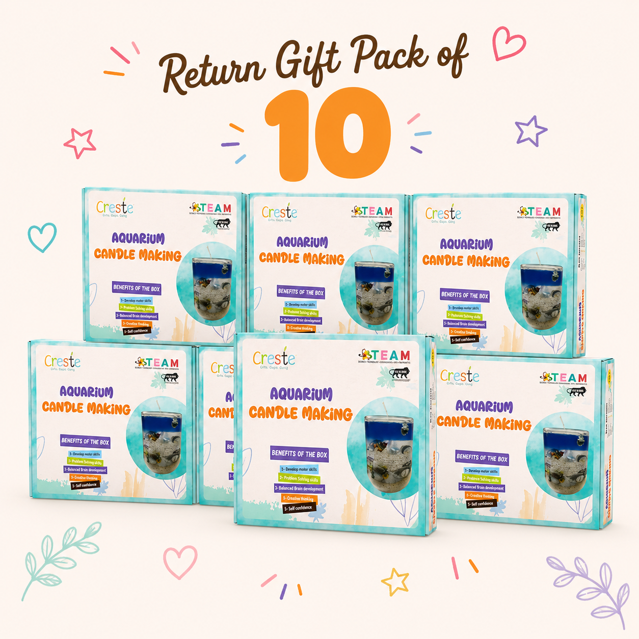 DIY Aquarium Candle Making Kit | Return Gifts Pack of 10pcs | 10years+