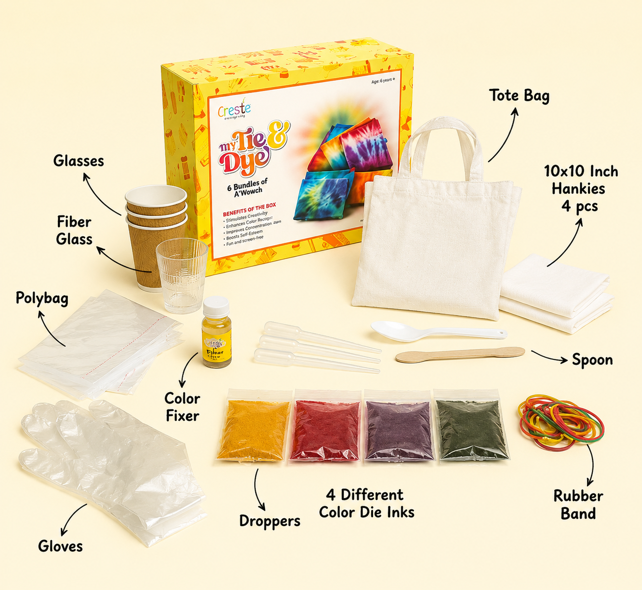 DIY Tie and Dye Tote Bag Kit | 5years+