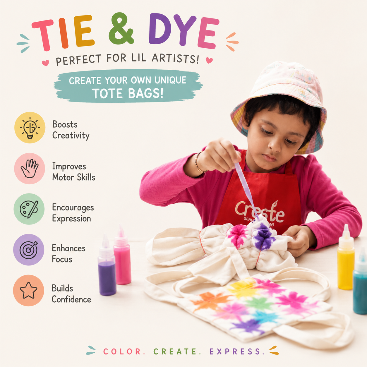 DIY Tie and Dye Tote Bag Kit | 5years+