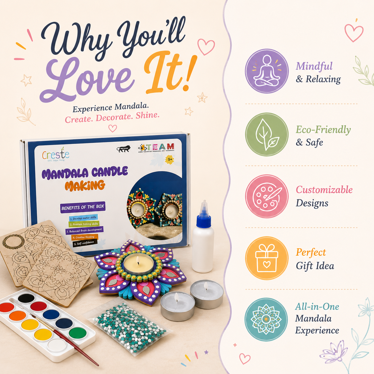 DIY Mandala Candle Making Kit | 5years+