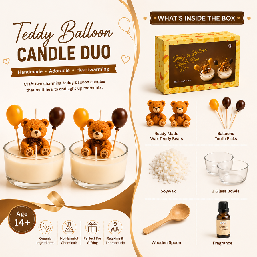 Teddy Balloon Candle Duo