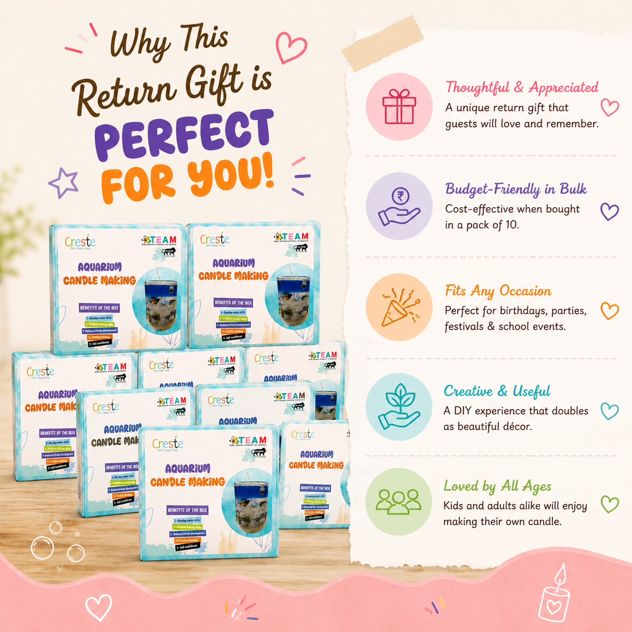 DIY Aquarium Candle Making Kit | Return Gifts Pack of 10pcs | 10years+