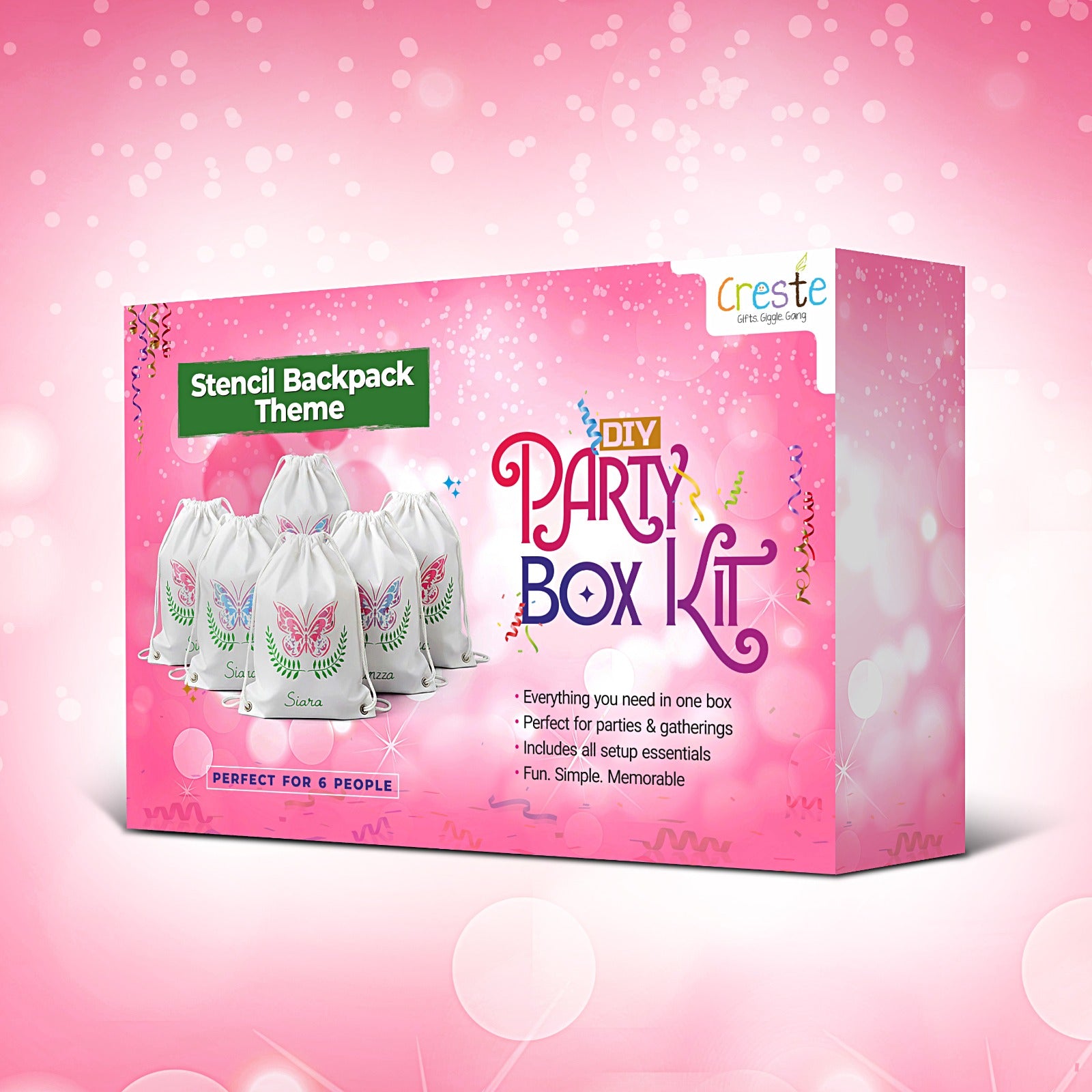 DIY Party Box Kit | Stencil Backpack Theme