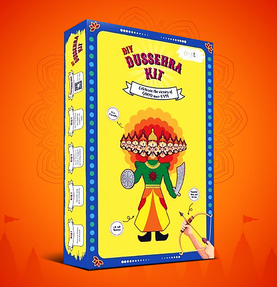 DIY Dussehra Kit for Kids - 3ft Ravan Craft Set with Pre-Cut Pieces, Paints & Stickers - Educational Festival Activity for Ages 3+