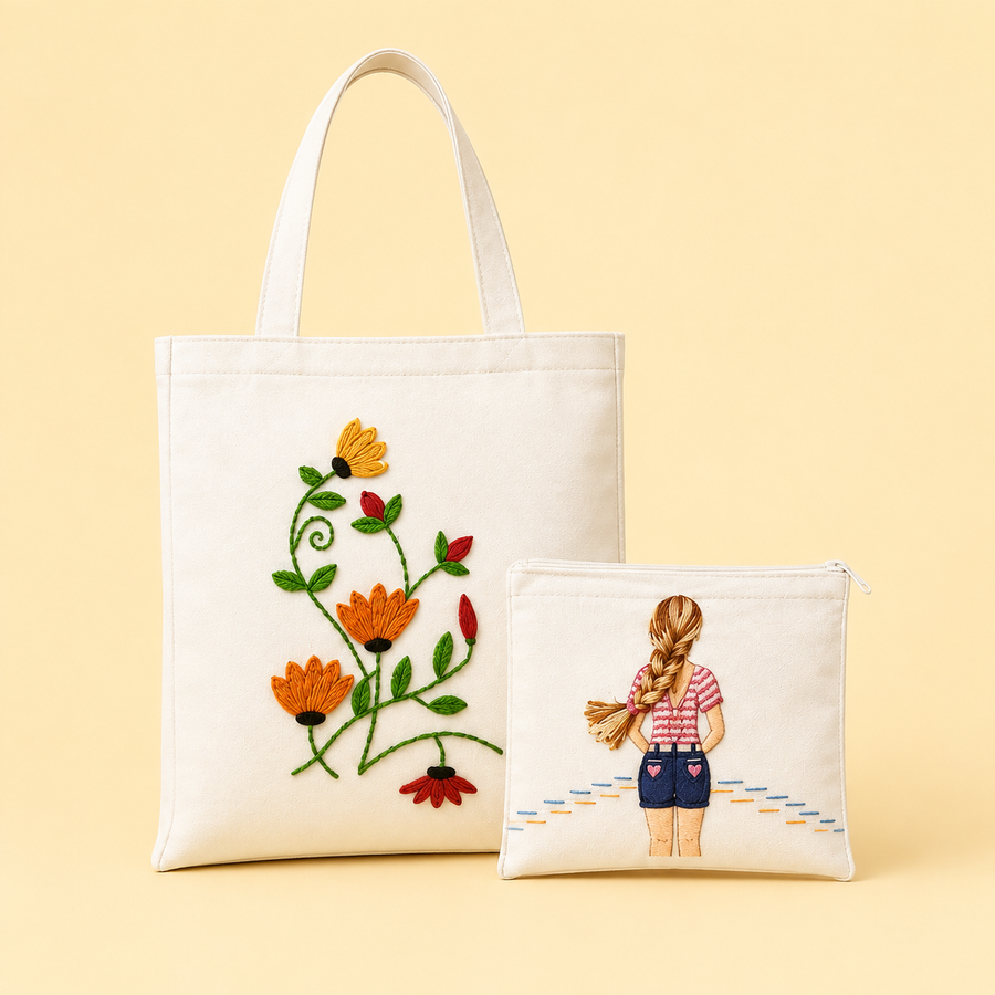 DIY Embroidery Tote and Pouch Kit | 12years+