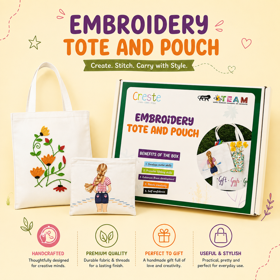 DIY Embroidery Tote and Pouch Kit | 12years+