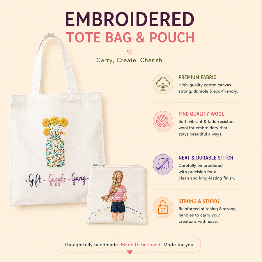DIY Embroidery Tote and Pouch Kit | 12years+