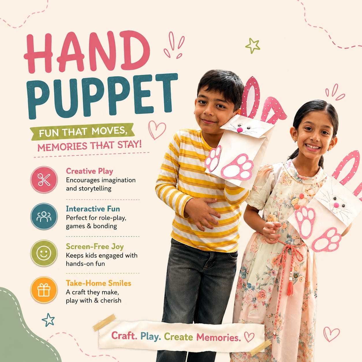 DIY Animal Hand Puppet Making Kit | 3years+