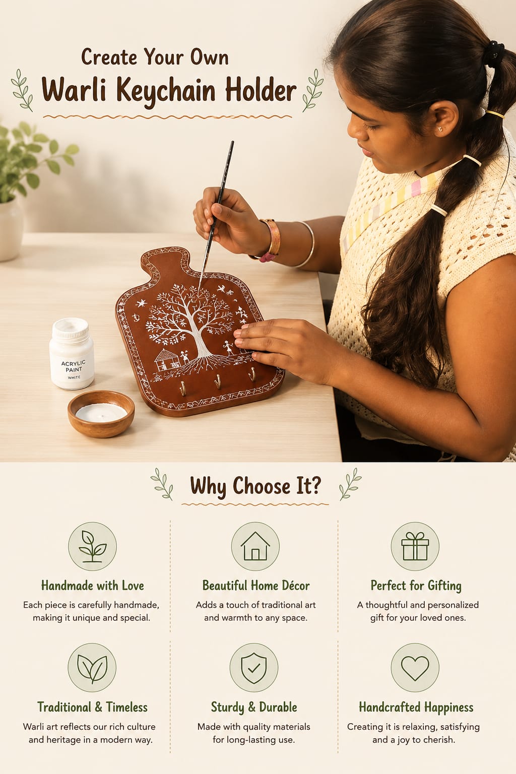 DIY Warli Keychain Holder Making Kit | 8years+