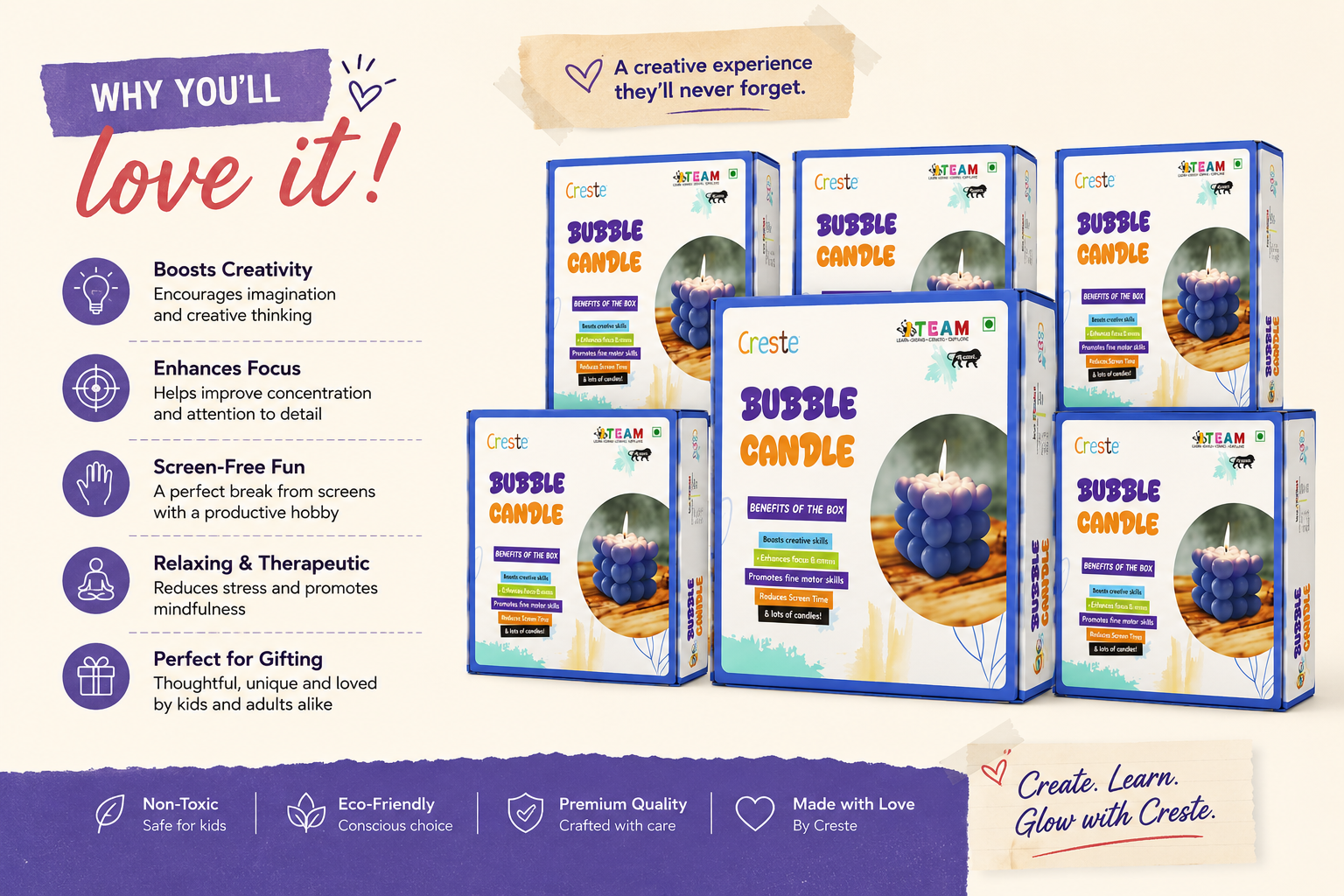 DIY Mini Bubble Candle Making Kit | Return Gifts Pack of 10pcs | 10years+