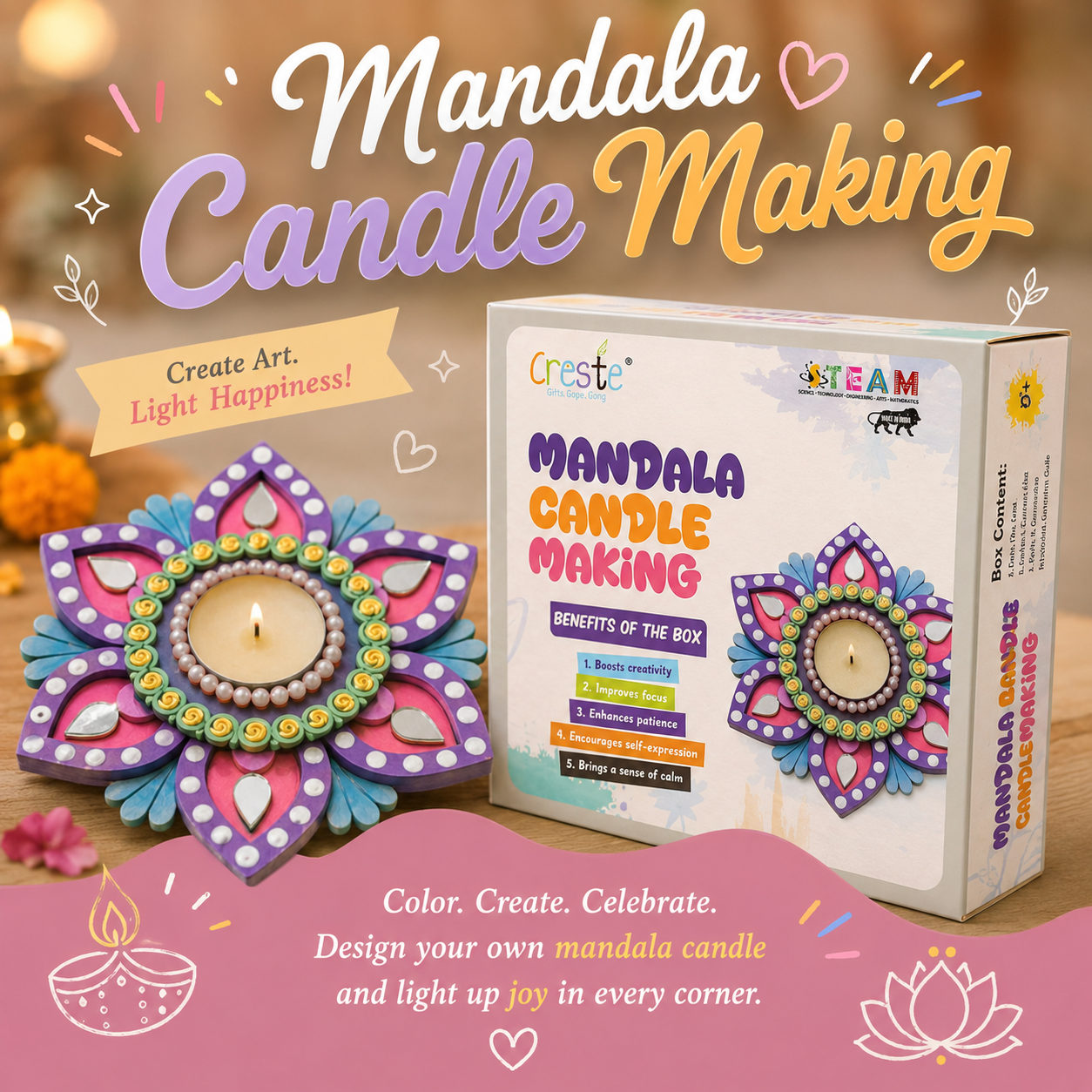 DIY Mandala Candle Making Kit | 5years+