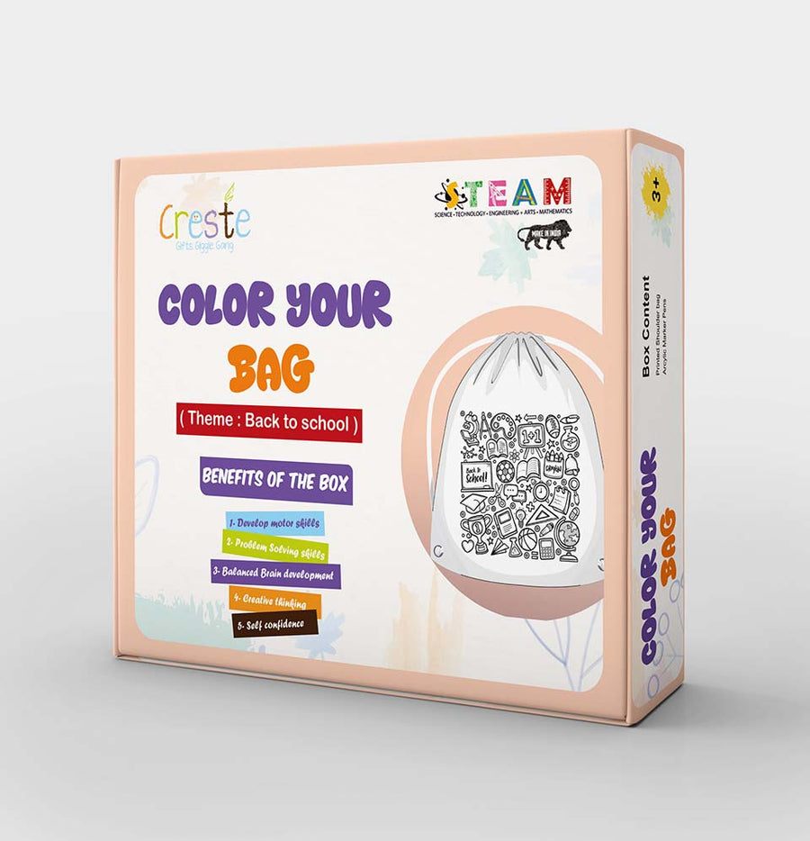 Color Your Bag Kit – Back to School Theme (Backpack Type) – DIY kit for kids by Creste