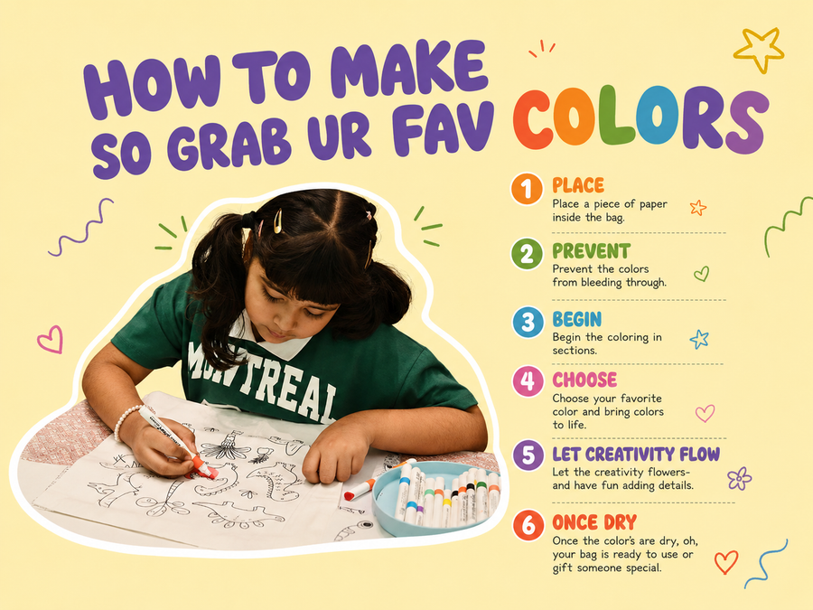 Color Your Bag Kit – Back to School Theme (Backpack Type) – DIY kit for kids by Creste