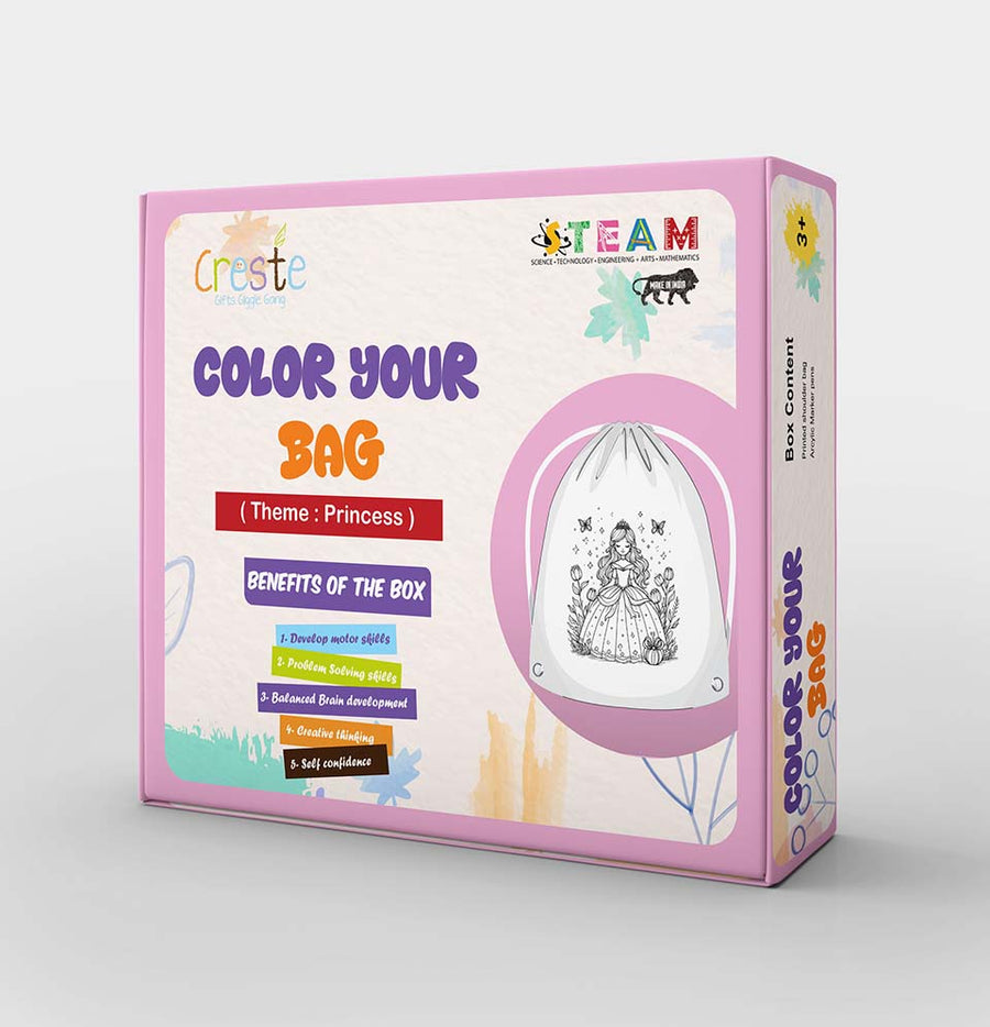 Color Your Bag Kit – Princess Theme (Backpack Type) – DIY kit for kids by Creste