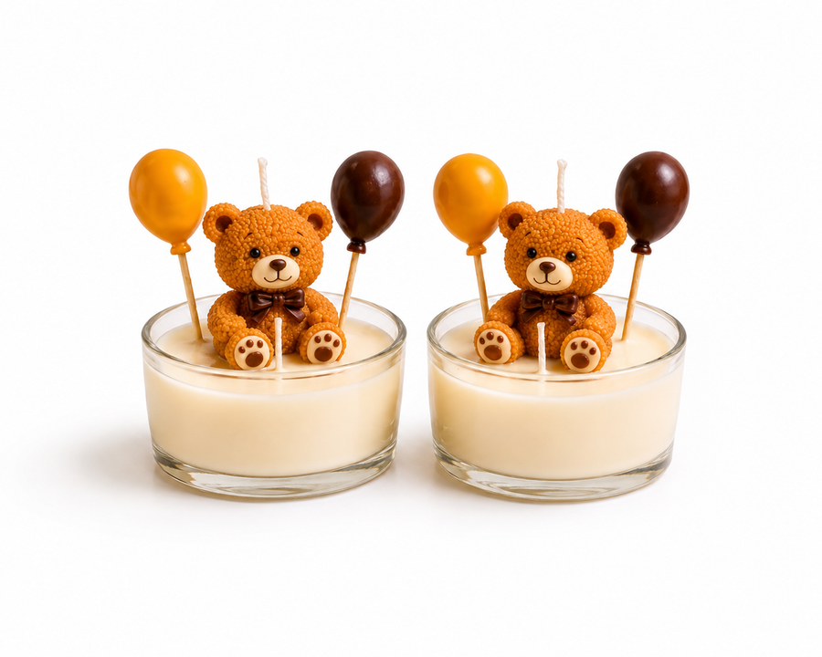 Teddy Balloon Candle Duo