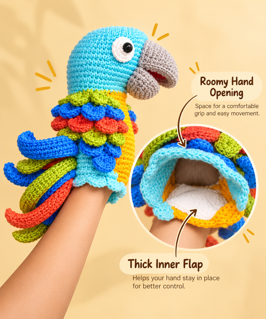 Crochet Parrot Hand Puppet