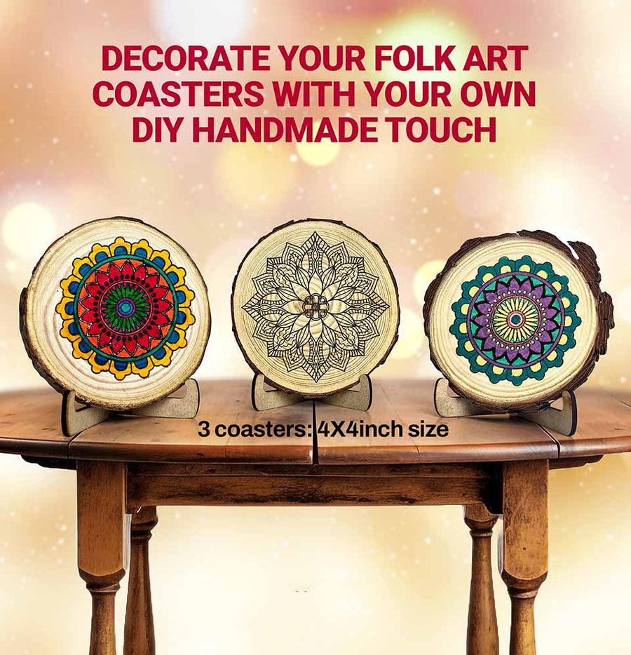 Folk Art Mandala Coaster Making Kit – DIY kit for kids by Creste