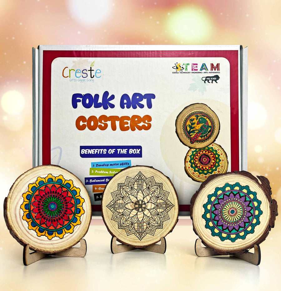 Folk Art Mandala Coaster Making Kit – DIY kit for kids by Creste