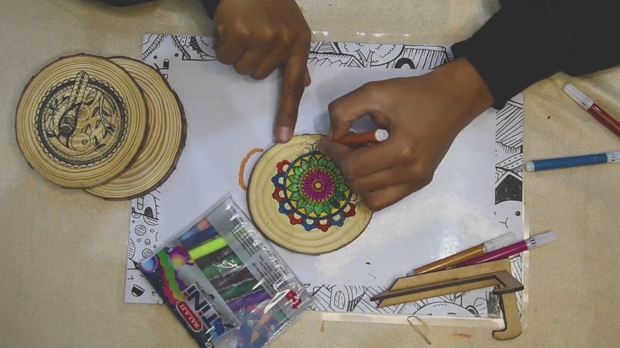 DIY Folk Art Mandala Coaster Making Kit | 5years+
