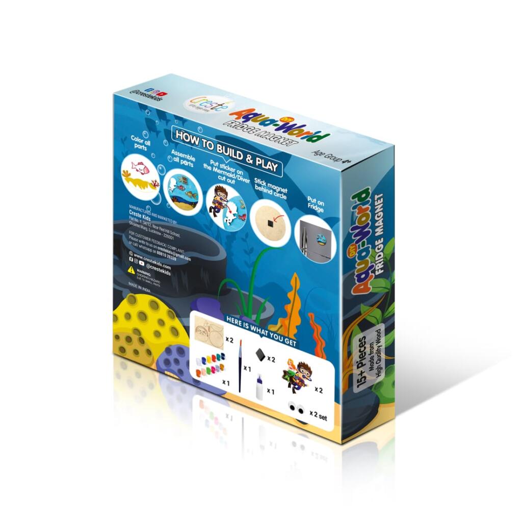 Image of Crestekids DIY Aqua fridge magnet Box (Back)